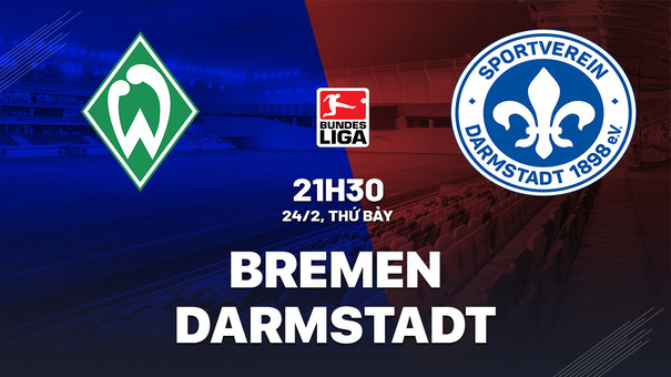 Bremen vs Darmstadt 21h30 ngày 24/2 (Bundesliga 2023/24) Gần 3 tháng qua, Werder Bremen chơi xuất sắc một cách bất ngờ tại đấu trường Bundesliga. Ngoại trừ trận thua Heidenheim cách đây hai vòng, đội bóng dưới quyền HLV Ole Werner thắng 5 và hòa 3 ở 8 lần ra sân còn lại. Phong độ đó đã giúp Bremen vươn lên mạnh mẽ trên BXH và hiện đứng sát Top 6 (chắc chắn được dự các cúp châu Âu mùa sau) với cách biệt 4 điểm không hề lớn. Hãy đến SHBET cá cược bóng đá để biết thêm thông tin nhé .